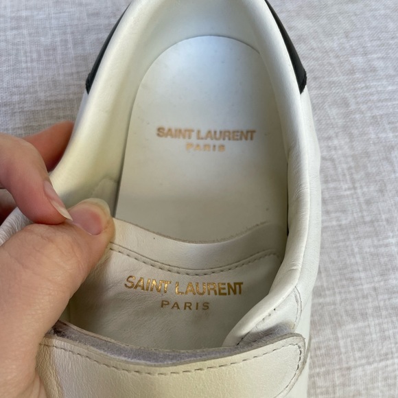 Saint Laurent White Leather Velcro Strap Sneakers - Picture 4 of 4
